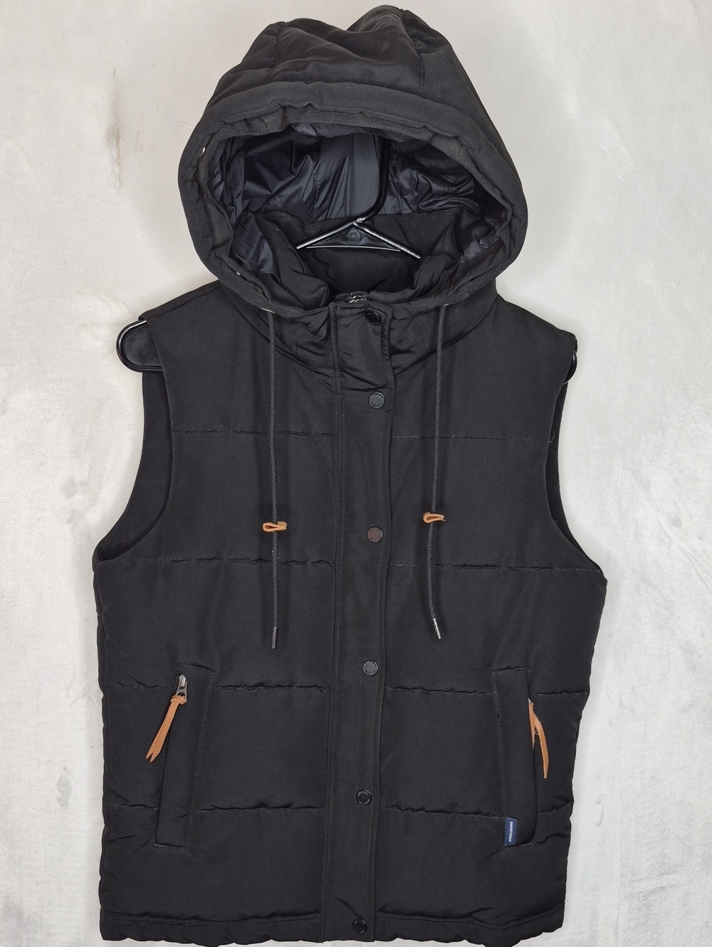 Superdry Everest Explorer Black Hooded Puffer Vest Jacket Medium